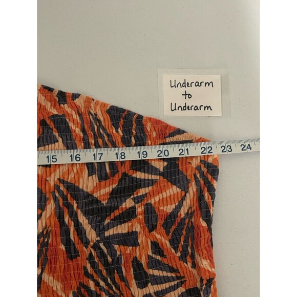 Nine West Smocked Maxi Dress 3X Tiered Ruffle Hem One Shoulder Colorful Boho - Picture 8 of 13